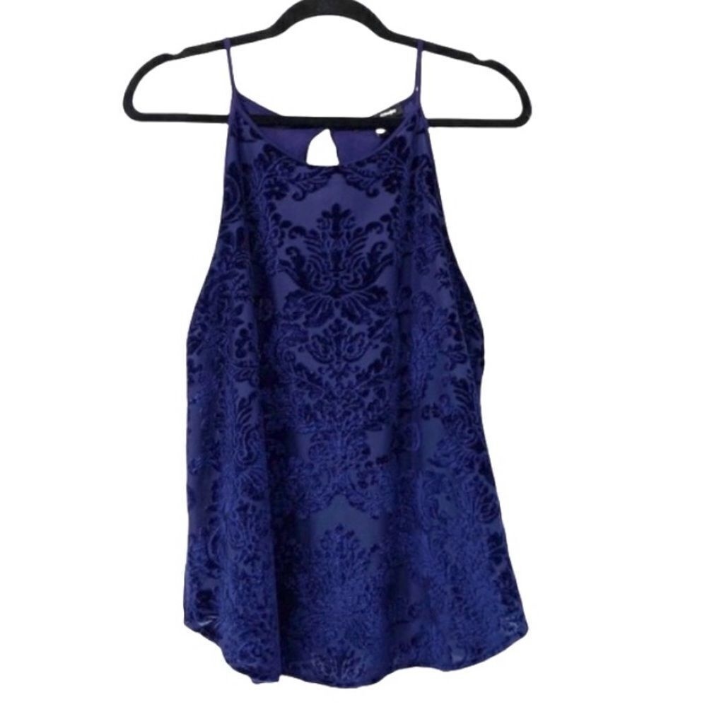 Cable &‎ Gauge Dark Blue Crushed Print Velvet Tank Womens M